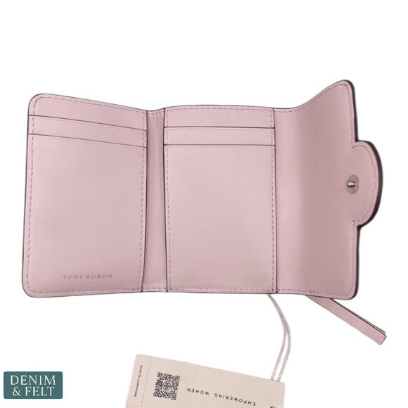 NEW Tory Burch Small Robinson Spazzolato Wallet Powder Pink Patent Leather - Picture 10 of 14